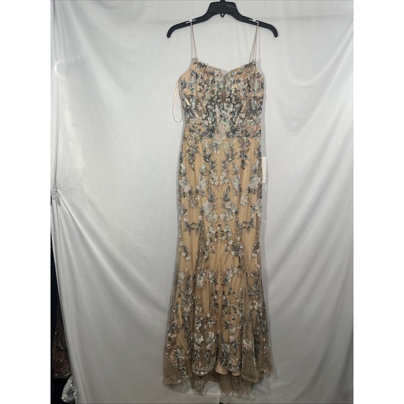 NWT $798 Mac Duggal [ 2 ] 79313 Embroidered Spaghetti Strap‎ Trumpet Gown #S1808 - Picture 10 of 16